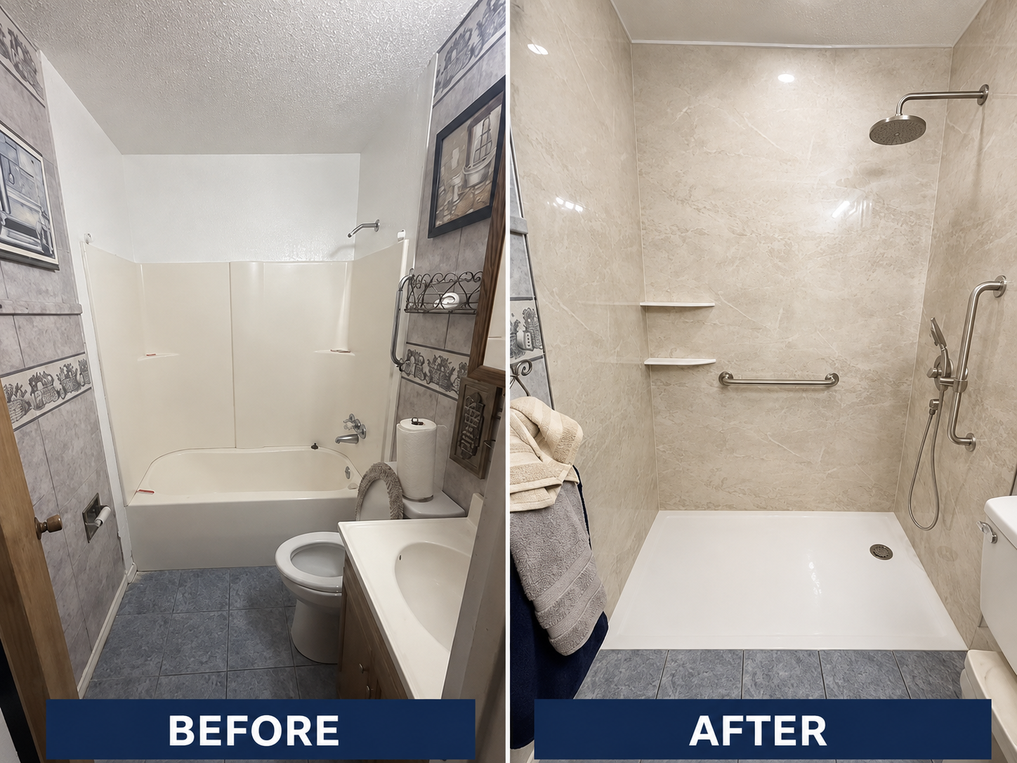 Professional bathroom remodeling contractor at work